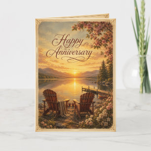 Happy Anniversary Romantic New England Lakeside Card