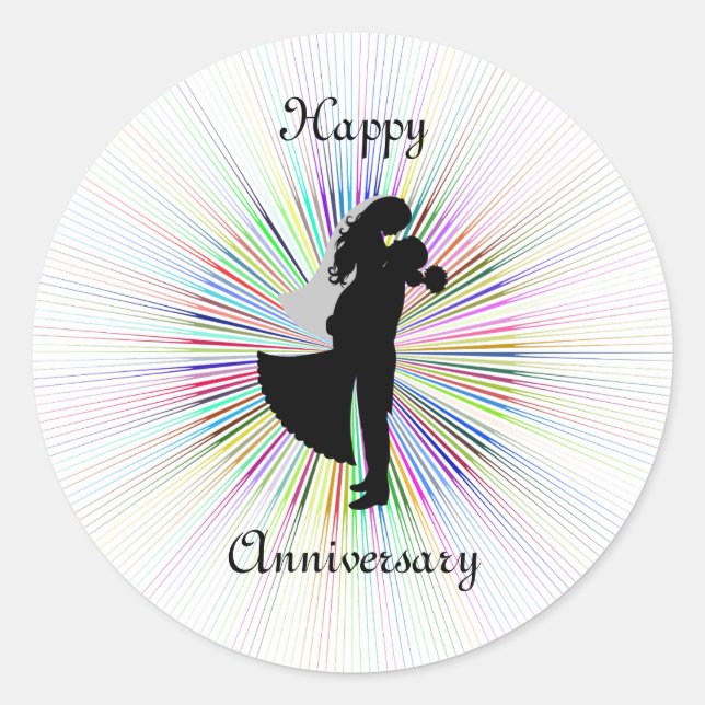 Happy Anniversary Round Sticker (Front)