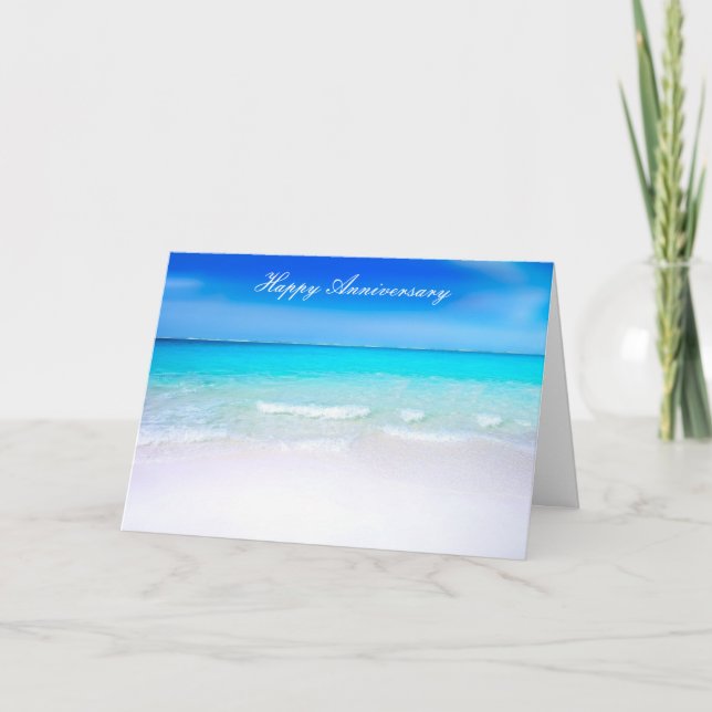 Happy Anniversary Sandy Beach Wedding Card (Front)