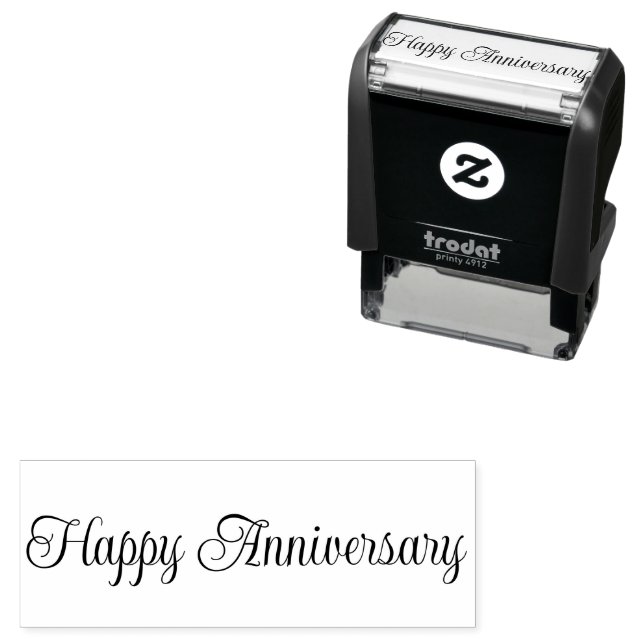 Happy Anniversary Script Text Template Self-inking Stamp (In Situ)