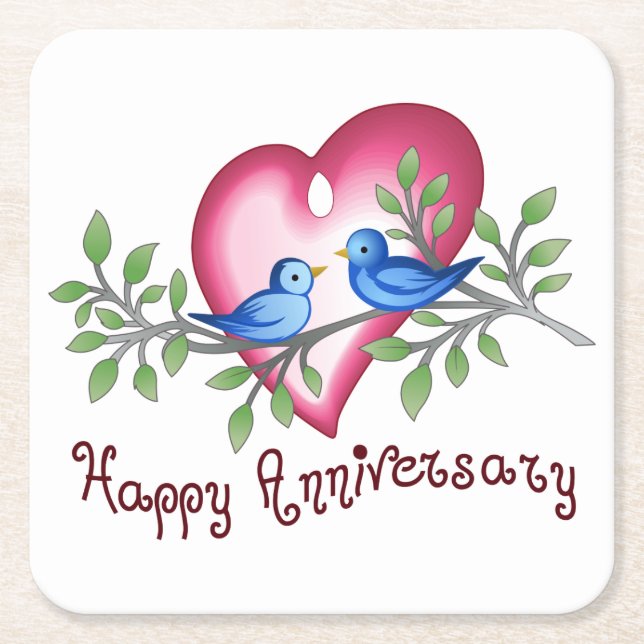 Happy Anniversary Square Paper Coaster (Front)