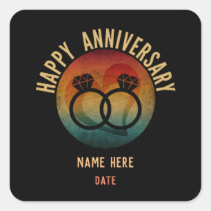 happy anniversary square sticker