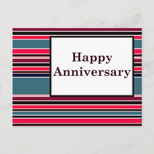 happy anniversary : striped postcard (Front)