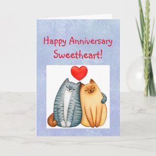 Happy Anniversary Sweetheart Purrfect Couple Cat Card