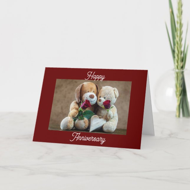 HAPPY ANNIVERSARY TEDDY BEAR STYLE CARD (Front)