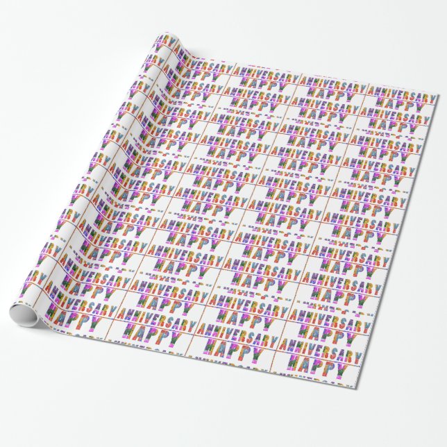 HAPPY ANNIVERSARY  : TEXT  Graphic Wrapping Paper (Unrolled)