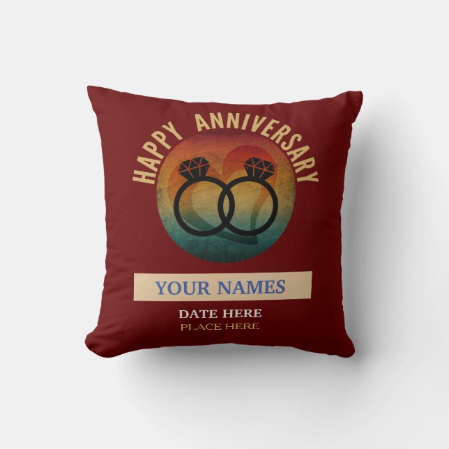 happy anniversary  throw pillow (Front)
