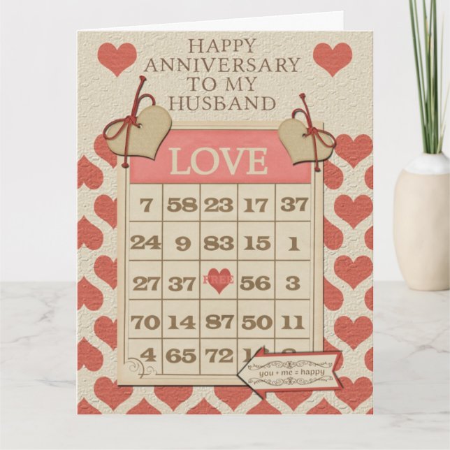 Happy Anniversary to My Husband Bingo Card Love (Front)