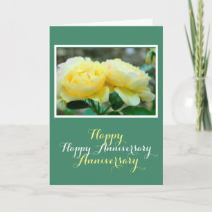 HAPPY ANNIVERSARY/TWO YELLOW ROSES CARD
