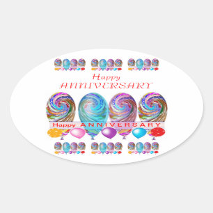 Happy ANNIVERSARY: Txt editable any occassion Oval Sticker