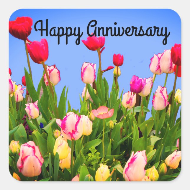 Happy Anniversary Various Tulips #3 Stickers (Front)