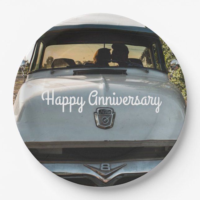 Happy Anniversary Vintage Couple Plates (Front)