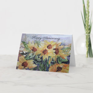 Happy anniversary Watercolour Sunflowers  Holiday Card