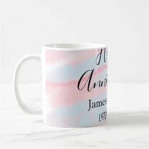 Happy anniversary wedding name date year pastel coffee mug
