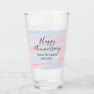 Happy anniversary wedding name date year pastel glass