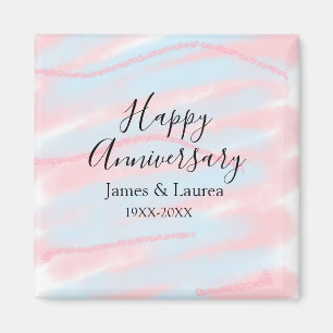 Happy anniversary wedding name date year pastel magnet