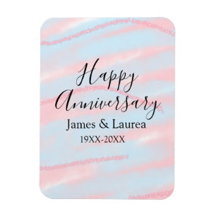 Happy anniversary wedding name date year pastel magnet