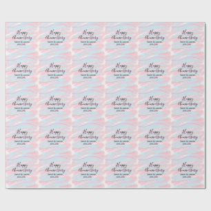 Happy anniversary wedding name date year pastel wrapping paper