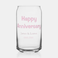 Happy anniversary wedding name date year pink grey