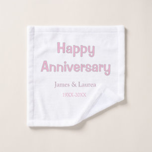 Happy anniversary wedding name date year pink grey wash cloth