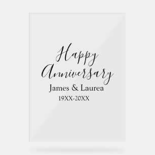 Happy anniversary wedding name date year simple mi acrylic sign