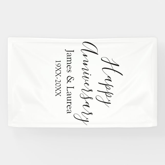 Happy anniversary wedding name date year simple mi banner (Horizontal)