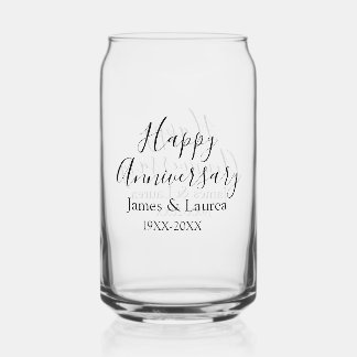 Happy anniversary wedding name date year simple mi can glass