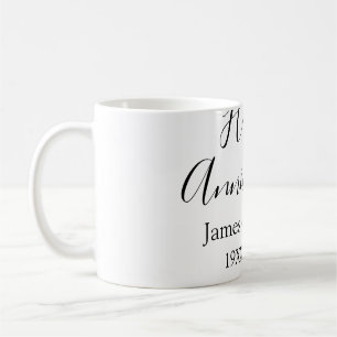 Happy anniversary wedding name date year simple mi coffee mug