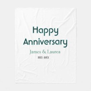 Happy anniversary wedding name date year simple mi fleece blanket