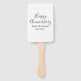Happy anniversary wedding name date year simple mi hand fan
