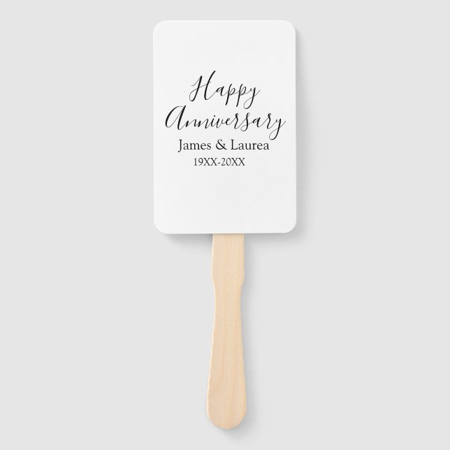 Happy anniversary wedding name date year simple mi hand fan (Front)