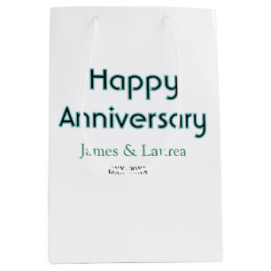 Happy anniversary wedding name date year simple mi medium gift bag