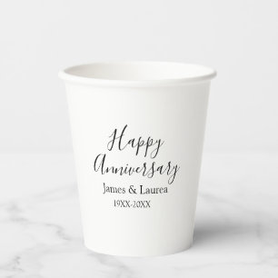 Happy anniversary wedding name date year simple mi paper cups