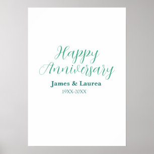 Happy anniversary wedding name date year simple mi poster