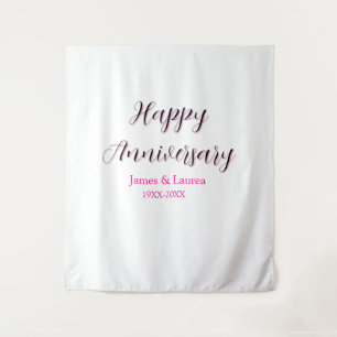 Happy anniversary wedding name date year simple mi tapestry