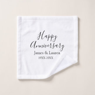 Happy anniversary wedding name date year simple mi wash cloth