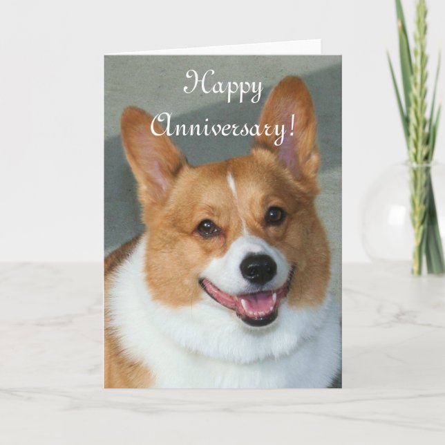 Happy Anniversary Welsh Corgi Greeting card (Front)