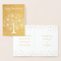 Happy Anniversary Whimsical Tree Flowers Card