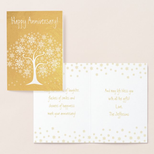 Happy Anniversary Whimsical Tree Flowers Card (Display)