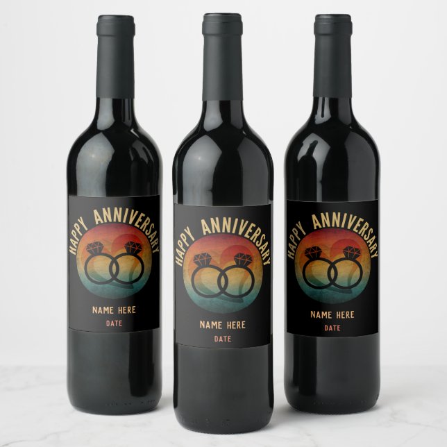 happy anniversary  wine label (Bottles)