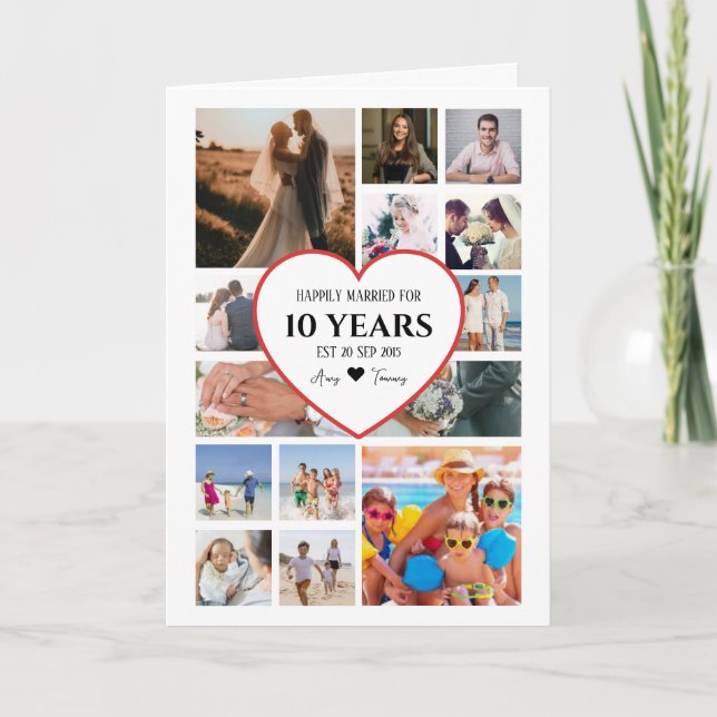 Happy Anniversary With Heart In Centre Photo Card (Front)