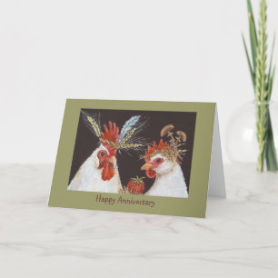 Happy Anniversary with rooster and hen Card