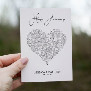 Happy Anniversary Word Cloud  Thank You Card