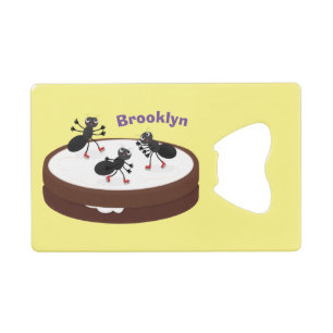 Happy ants ice skating on cookie cartoon