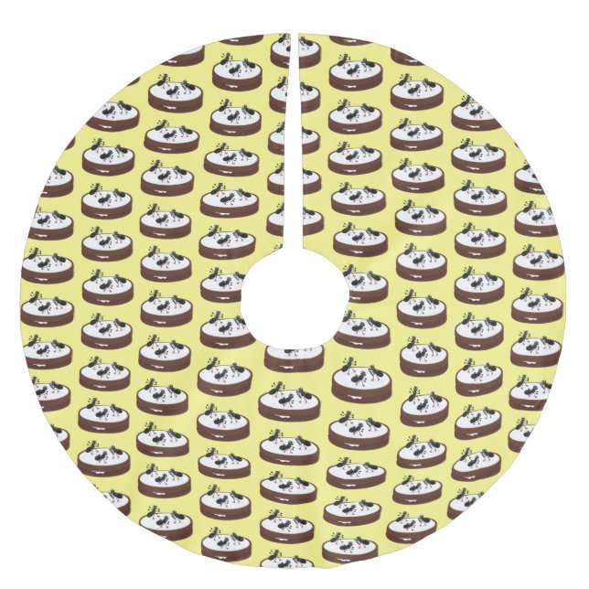 Happy ants ice skating on cookie cartoon brushed polyester tree skirt (Front)