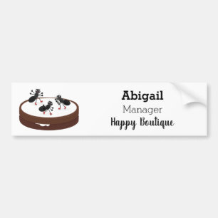 Happy ants ice skating on cookie cartoon bumper sticker