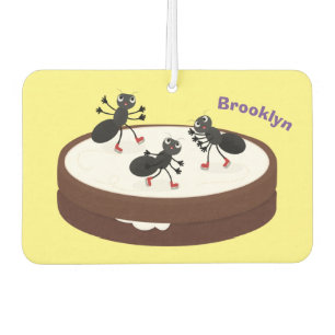Happy ants ice skating on cookie cartoon car air freshener