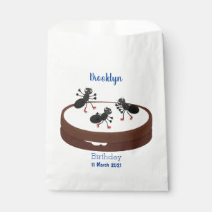 Happy ants ice skating on cookie cartoon favour bag