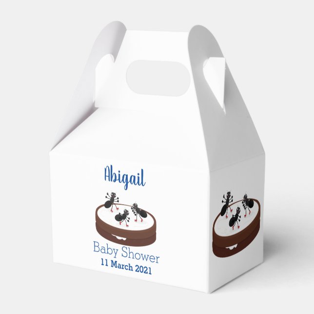 Happy ants ice skating on cookie cartoon favour box (Front Side)