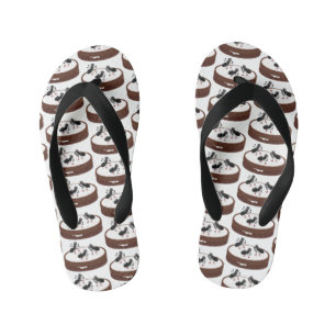 Happy ants ice skating on cookie cartoon kid's thongs